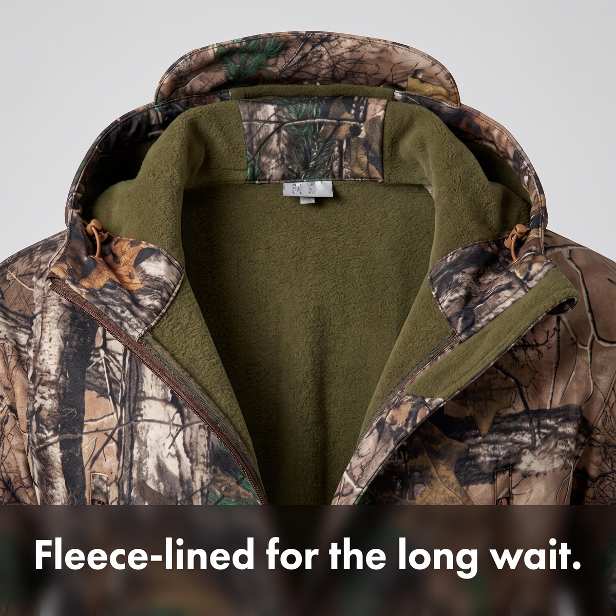 Men's Camo Fleece Lined Softshell Jacket with Hood