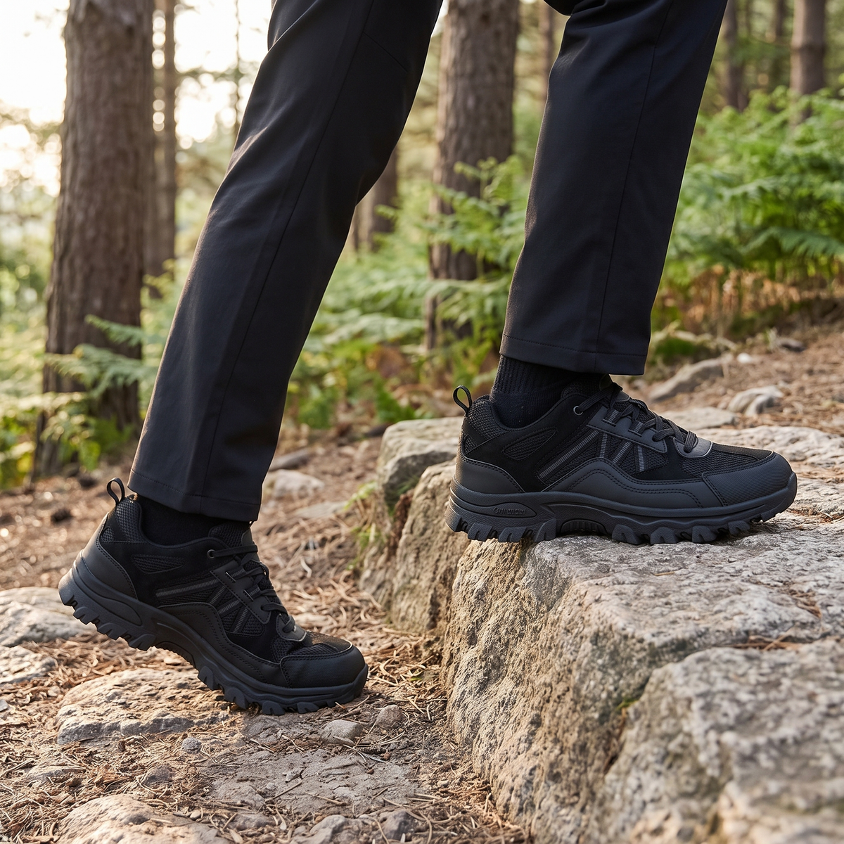 Men's Lightweight Breathable Hiking Shoes with Cushioned Midsole and Rubber Outsole