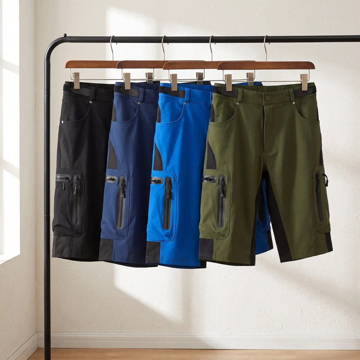 Men's Baggy MTB Shorts With Zip Thigh Pockets And Stretch Panels