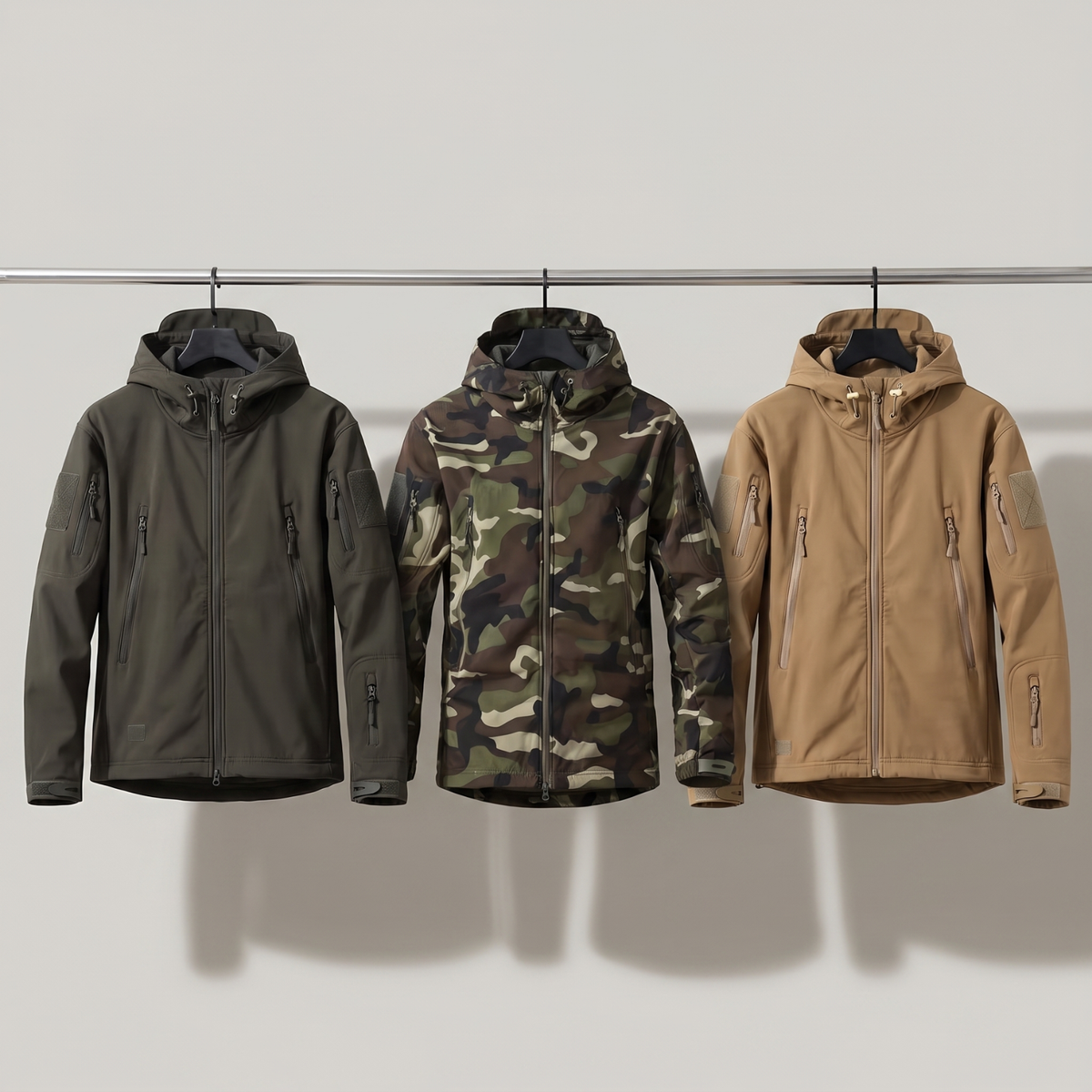 Men's Fleece Lined Hooded Softshell Jacket with Zip Pockets