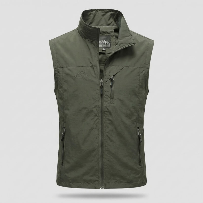 Men's Lightweight Hiking Vest with Zip Pockets and Mesh Lining
