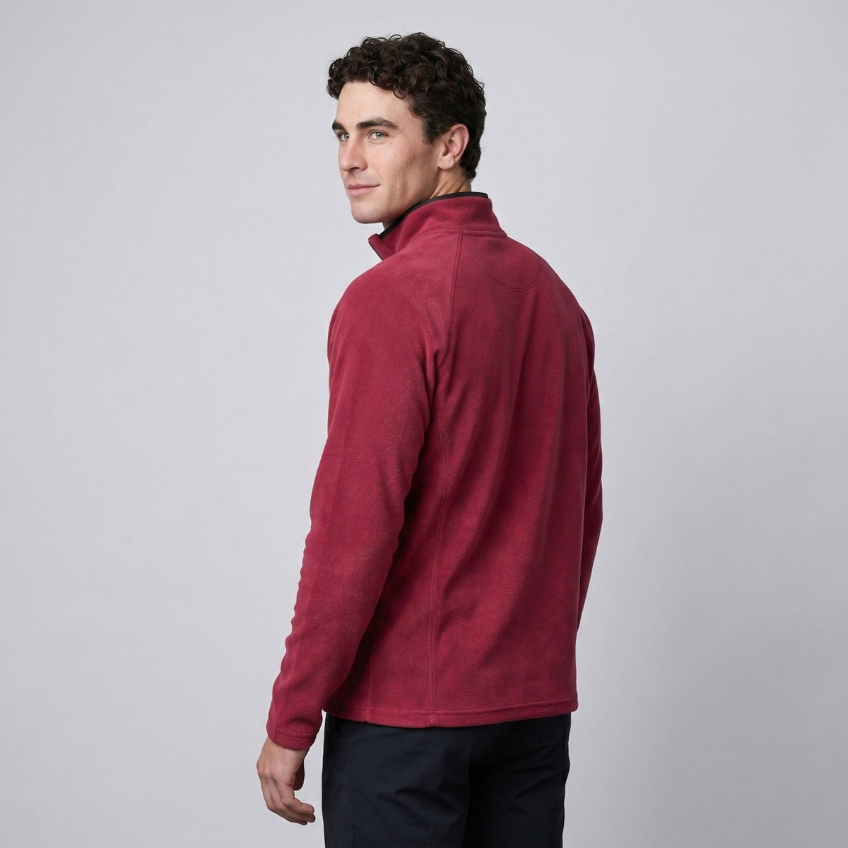 Men's Thermal Fleece Quarter Zip Pullover with Stand Collar