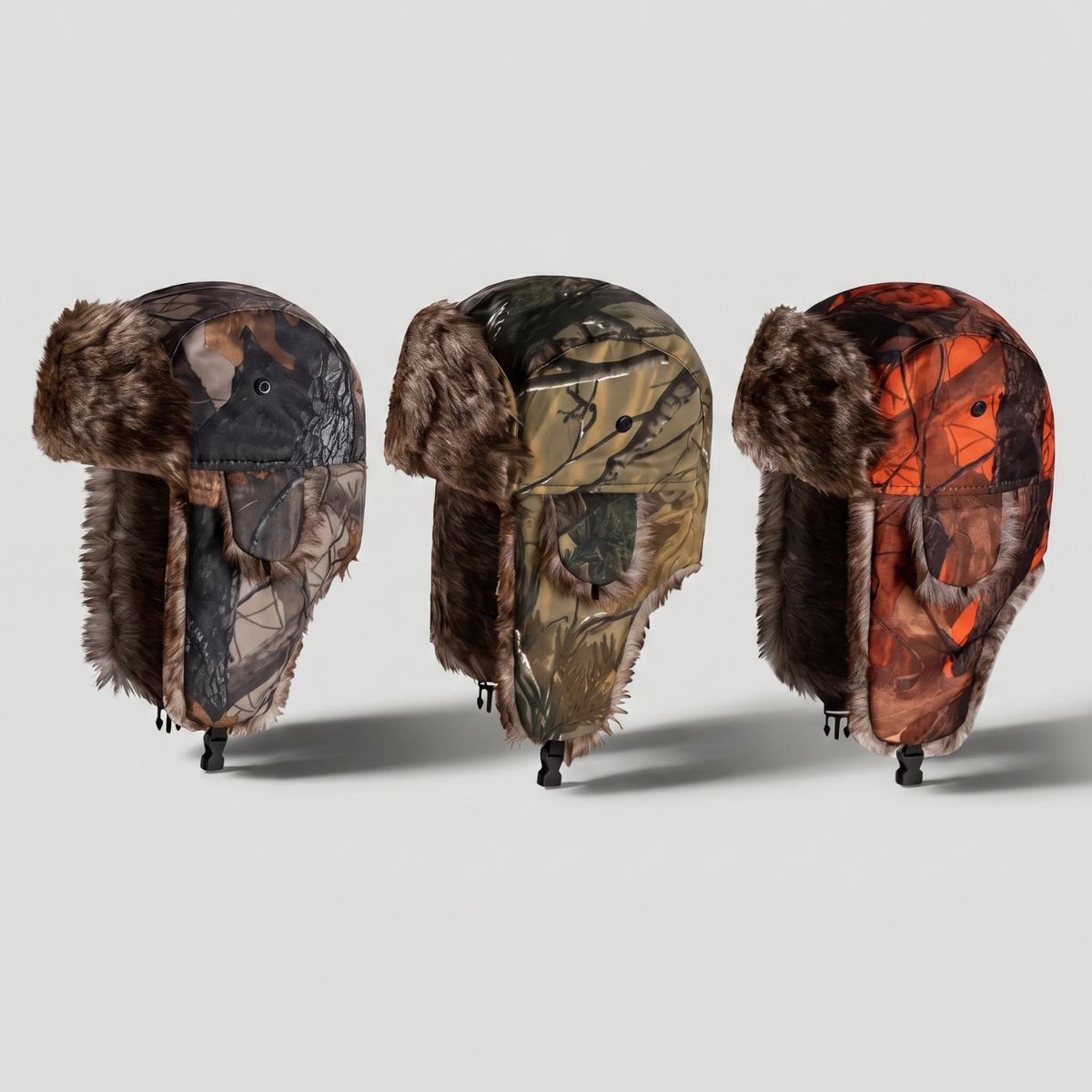 Men's Camouflage Trapper Hat with Faux Fur Lining