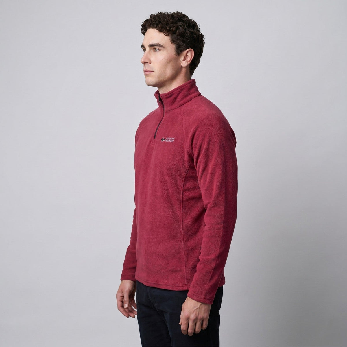 Men's Thermal Fleece Quarter Zip Pullover with Stand Collar