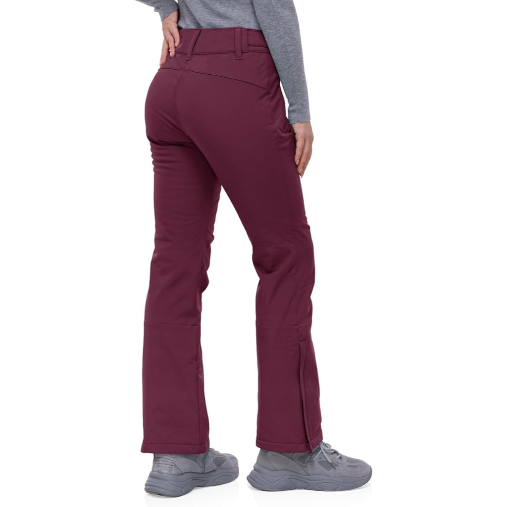 Women's Waterproof Softshell Snow Pants with Fleece Lining and Zip Pockets