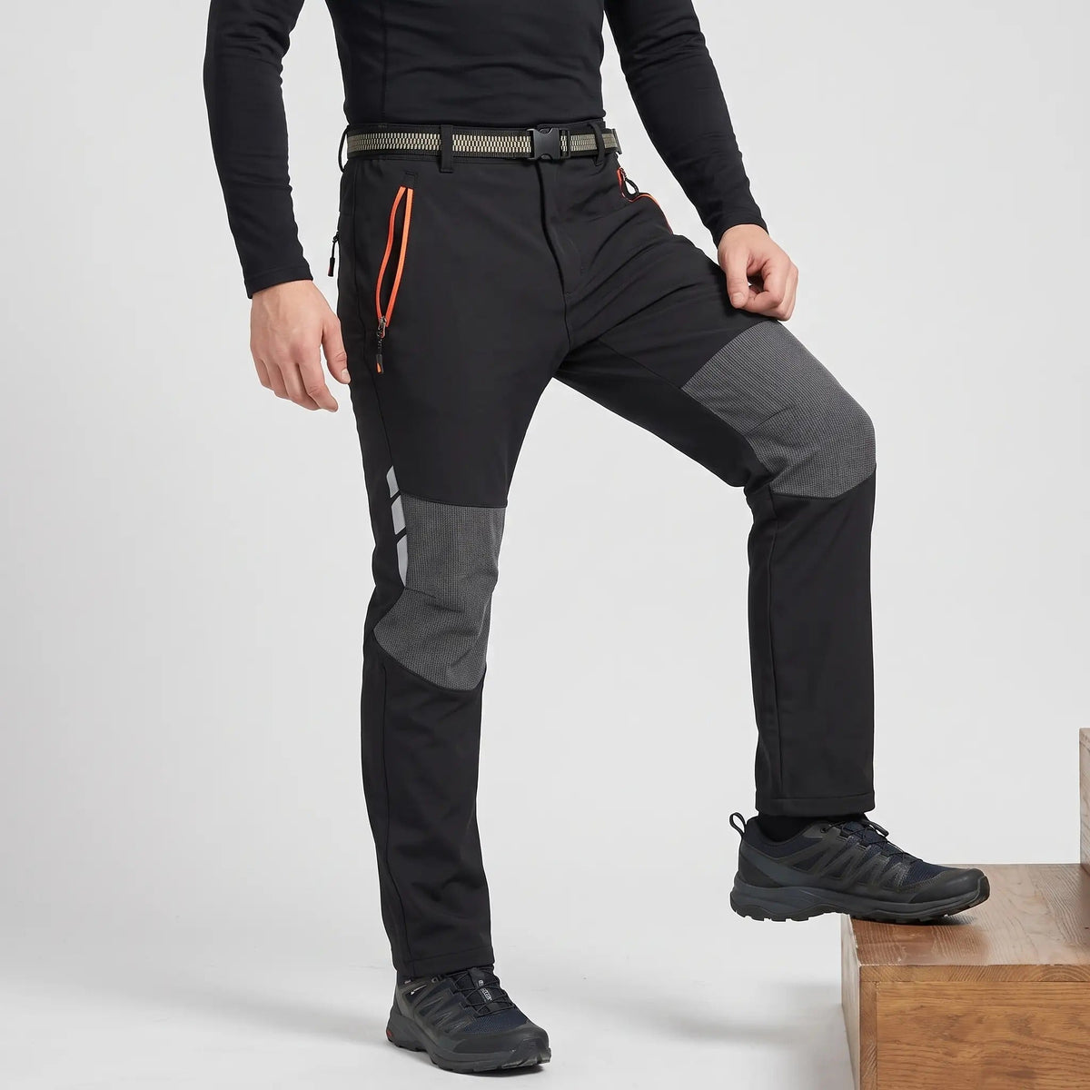 Men's Insulated Softshell Hiking Pants With Fleece Lining And Reinforced Knees