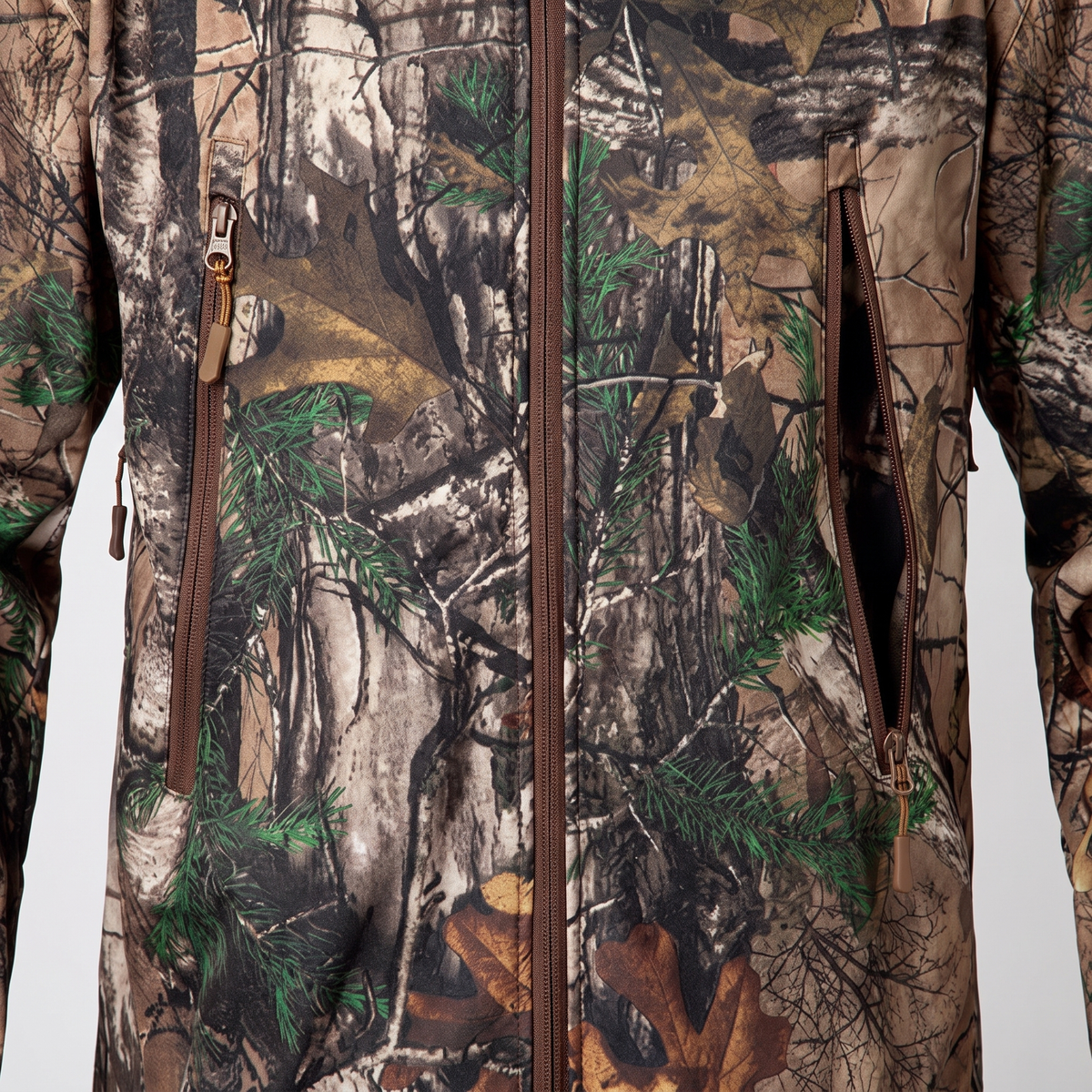 Men's Camo Fleece Lined Softshell Jacket with Hood