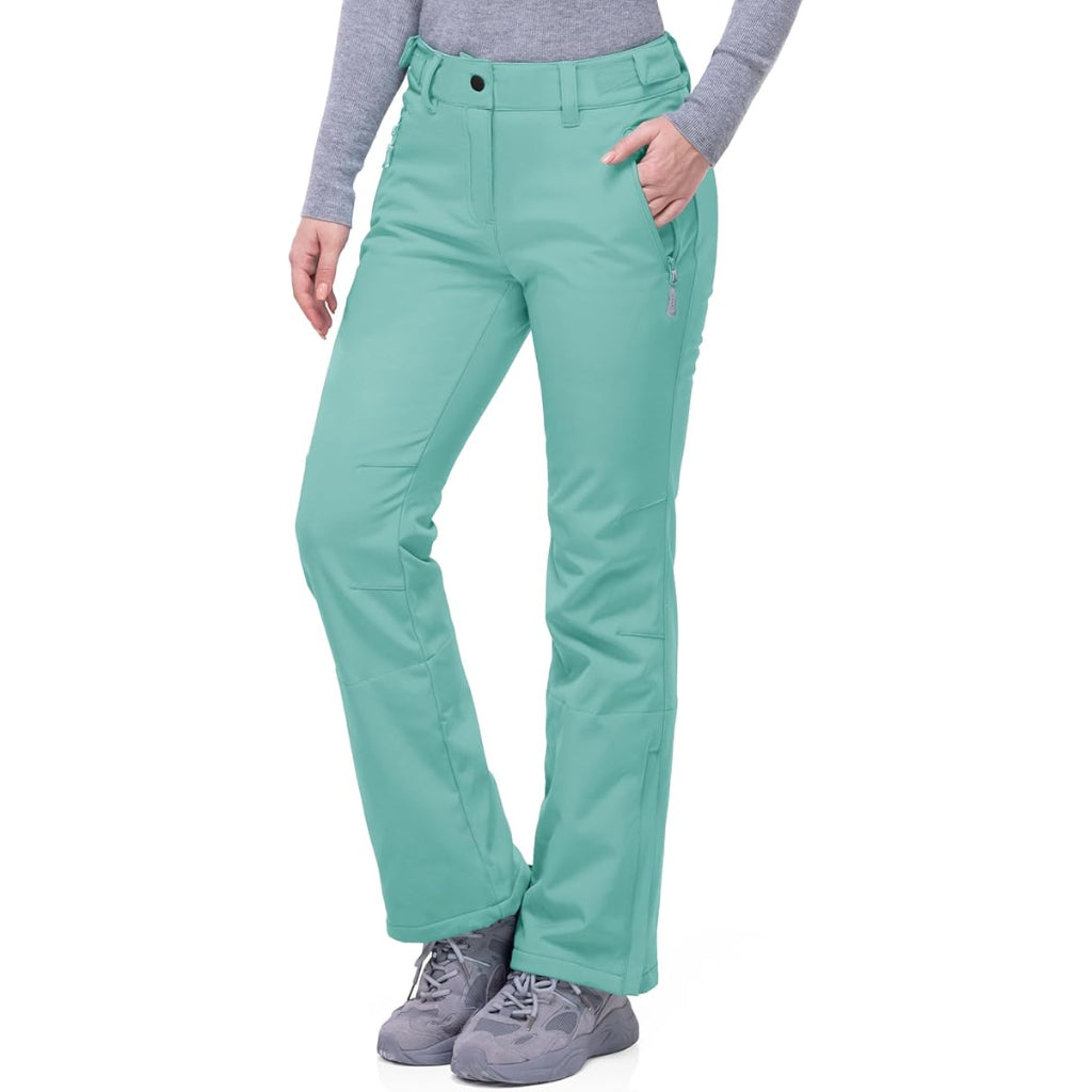Women's Waterproof Softshell Snow Pants with Fleece Lining and Zip Pockets