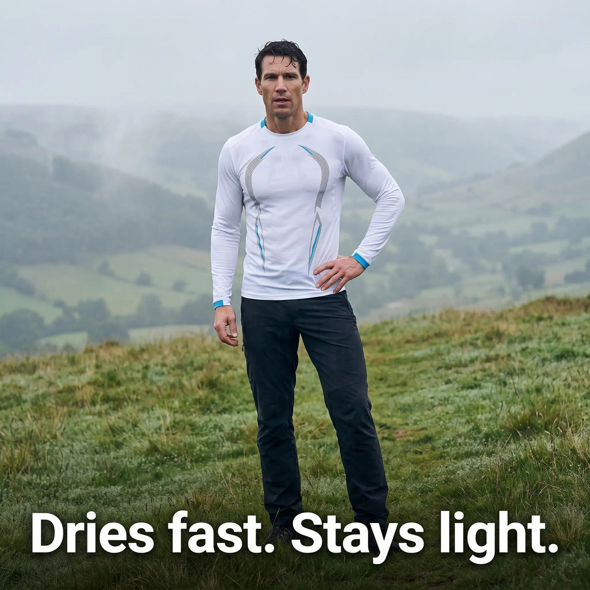 Men's Long Sleeve Quick Dry Running Top With Stretch Knit