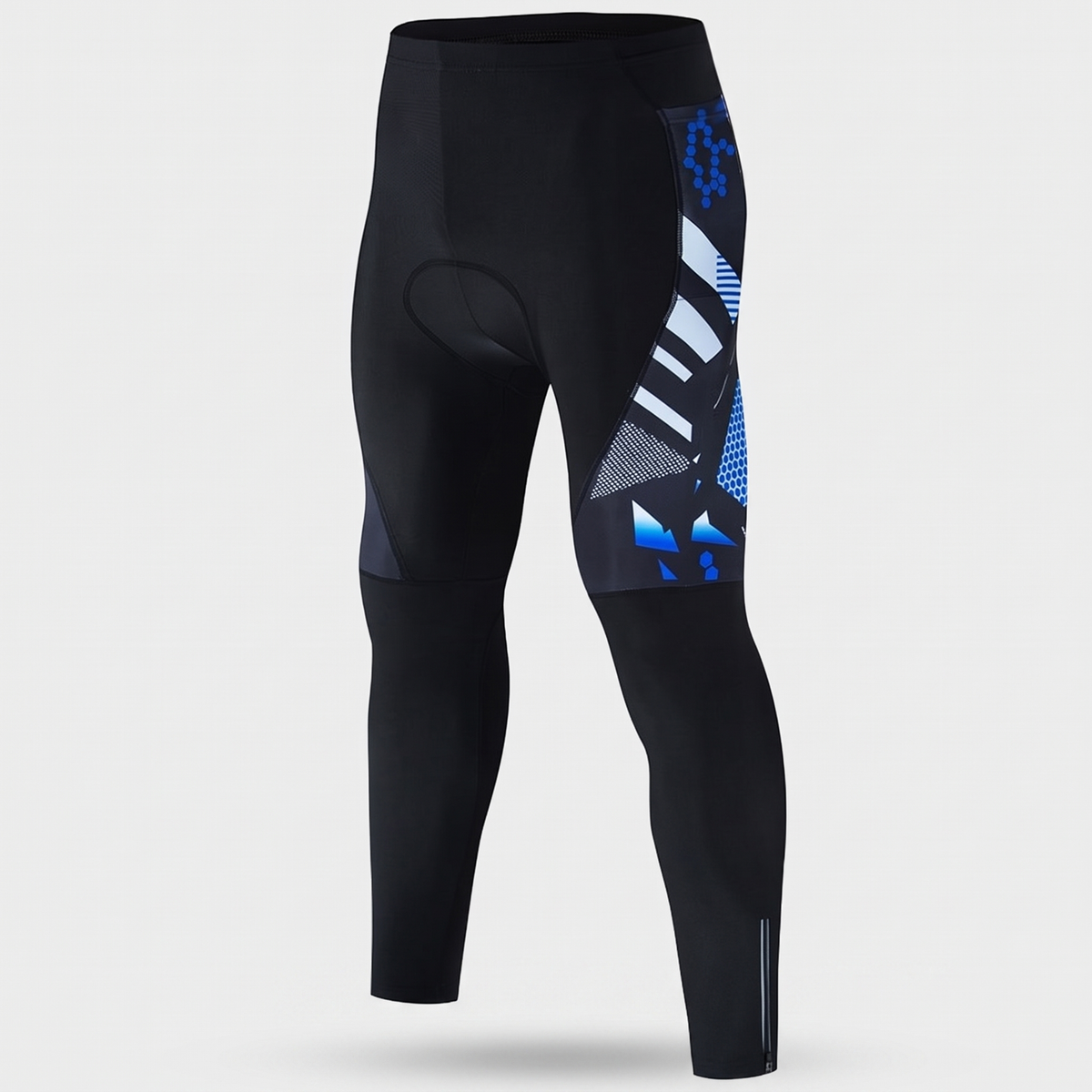 Men’s Padded Cycling Tights with Gel Chamois, Reflective Strips and Zipped Ankle Cuffs