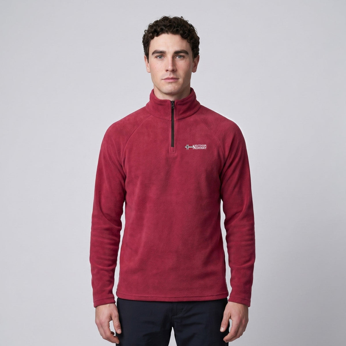 Men's Thermal Fleece Quarter Zip Pullover with Stand Collar