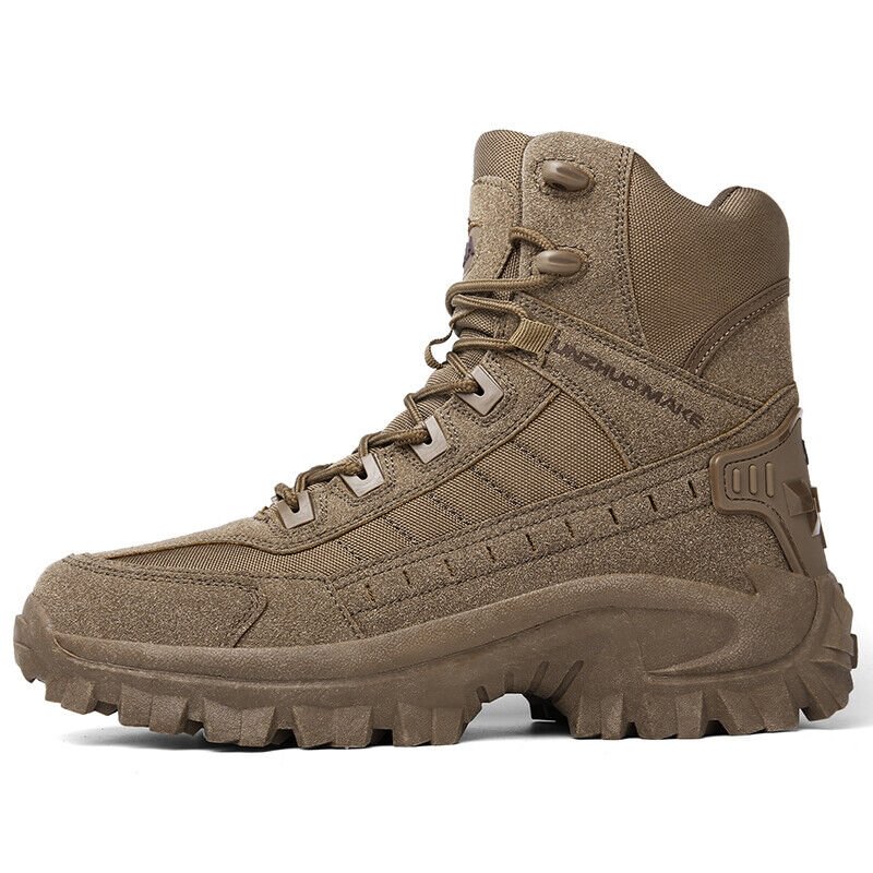 Men's High Top Tactical Boots with Non Slip Lug Sole and Lace Up