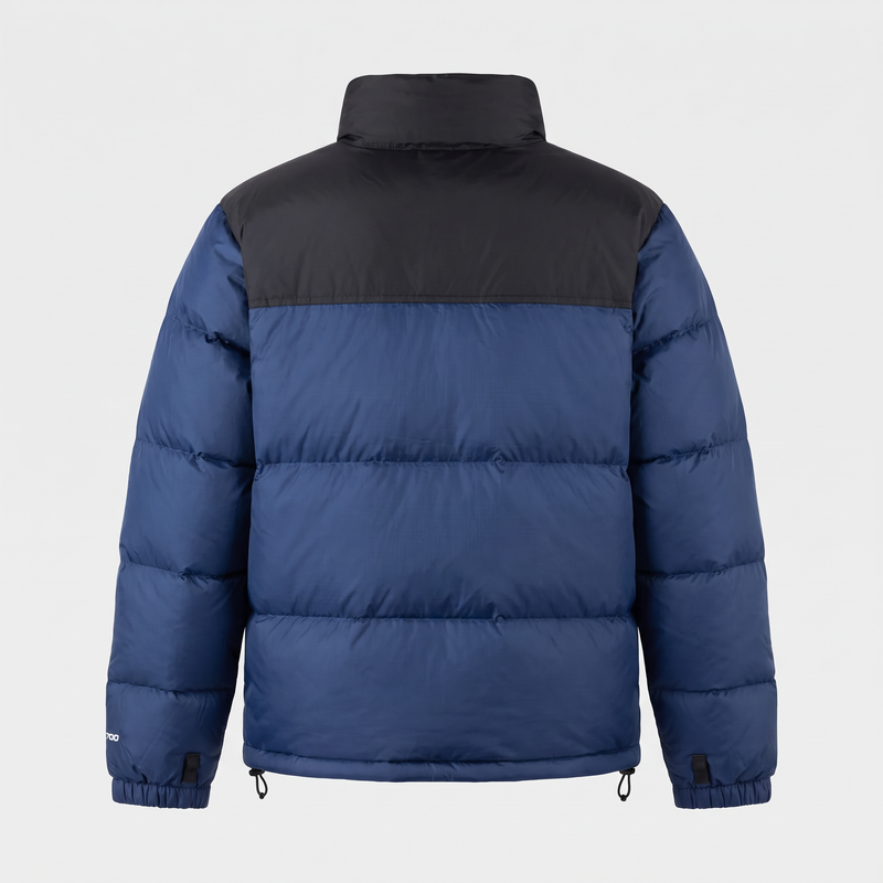 Men's Colour Block Down Puffer Jacket with Stand Collar