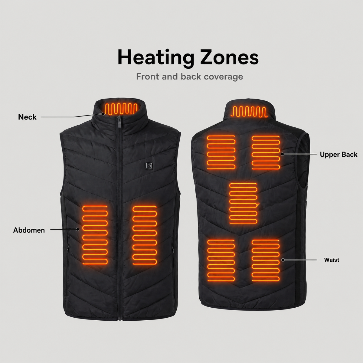Men's Heated Vest With Four Heating Zones And USB Power Bank Compatible