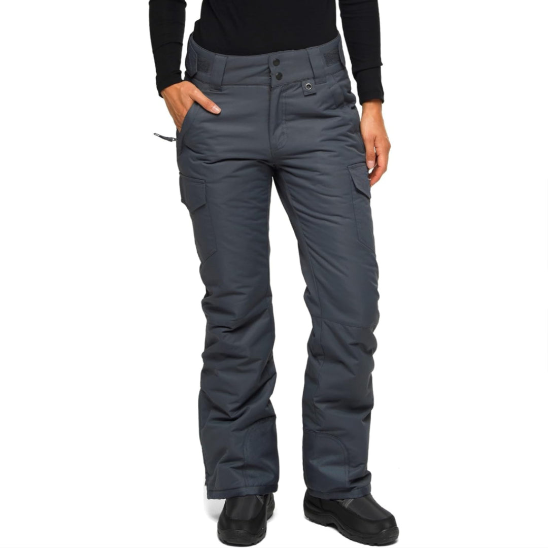 Women's Insulated Waterproof Cargo Snow Pants with Zip Pockets