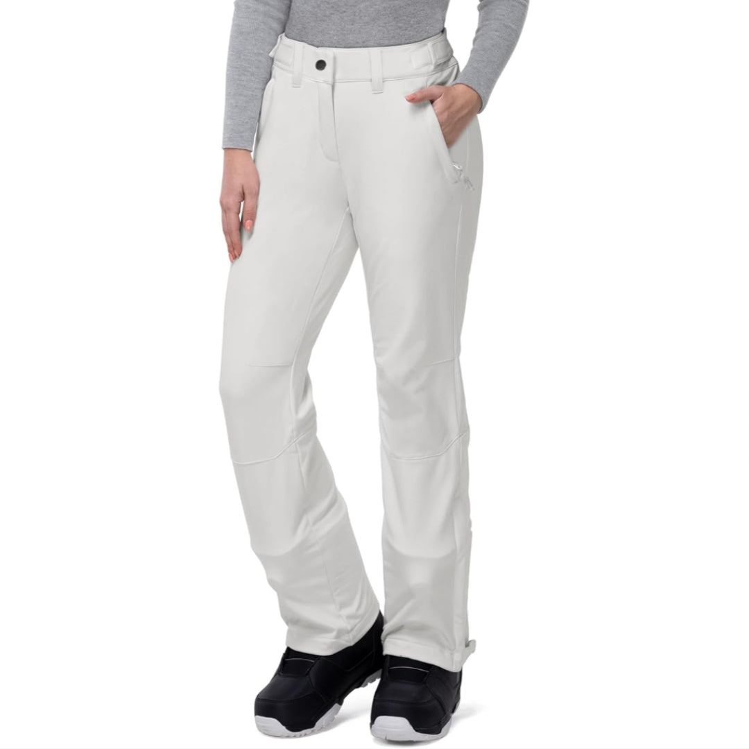 Women's Waterproof Softshell Snow Pants with Fleece Lining and Zip Pockets