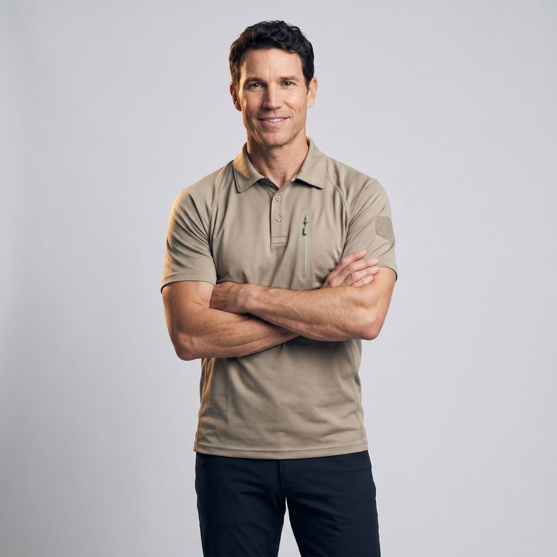 Men's Quick Dry Outdoor Polo Shirt With Zip Chest Pocket