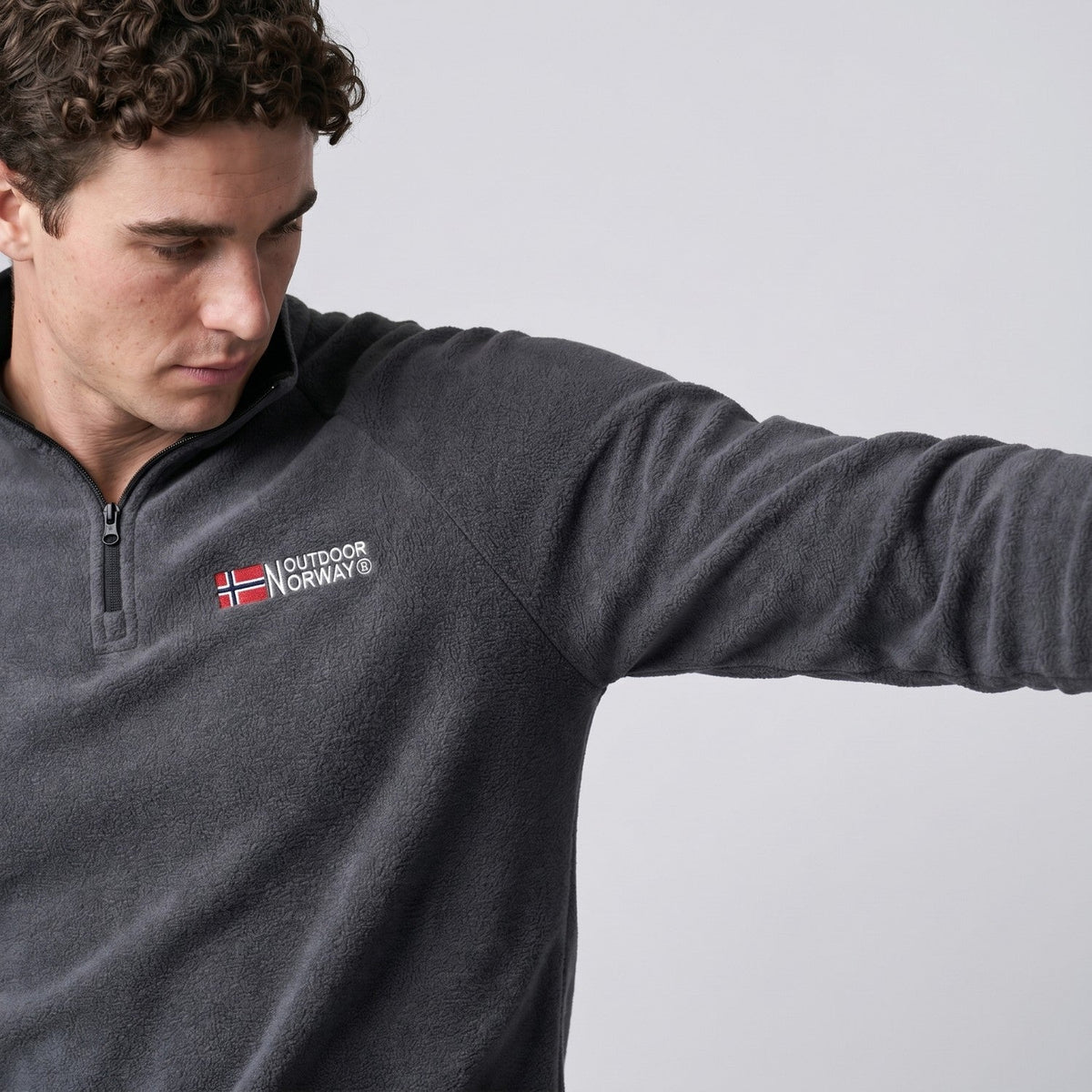 Men's Thermal Fleece Quarter Zip Pullover with Stand Collar