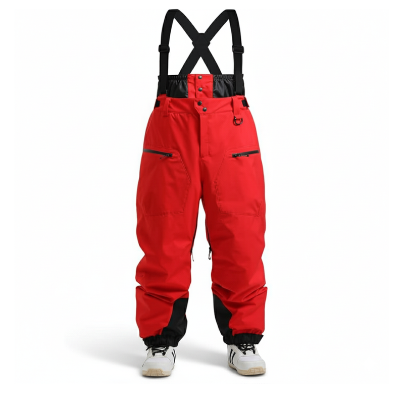 Women's Waterproof Snowboard Bib Pants with Adjustable Straps and Pockets