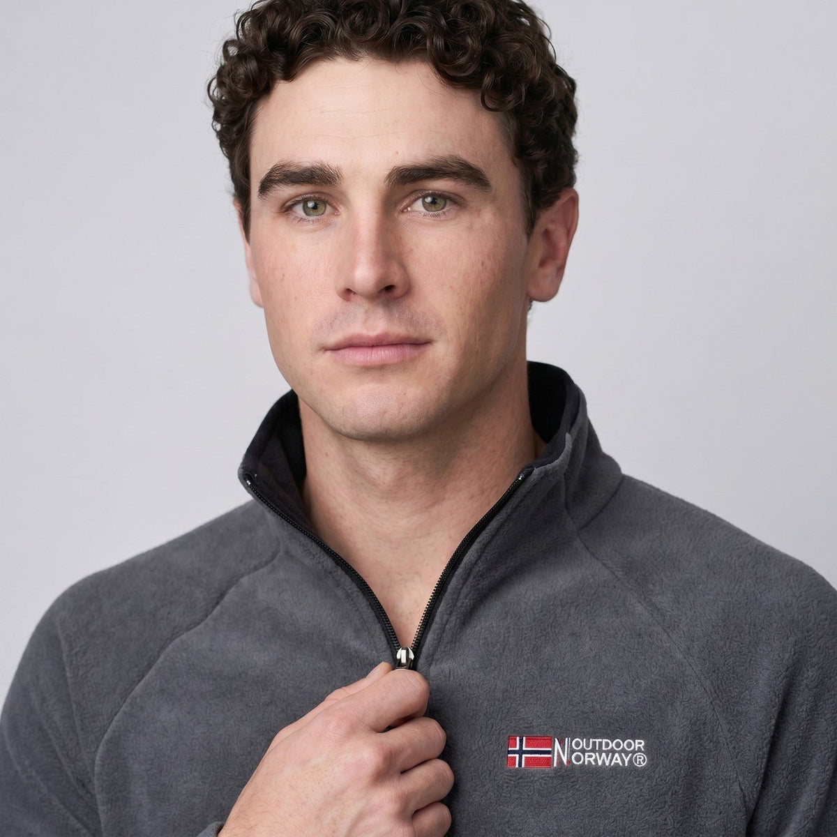 Men's Thermal Fleece Quarter Zip Pullover with Stand Collar