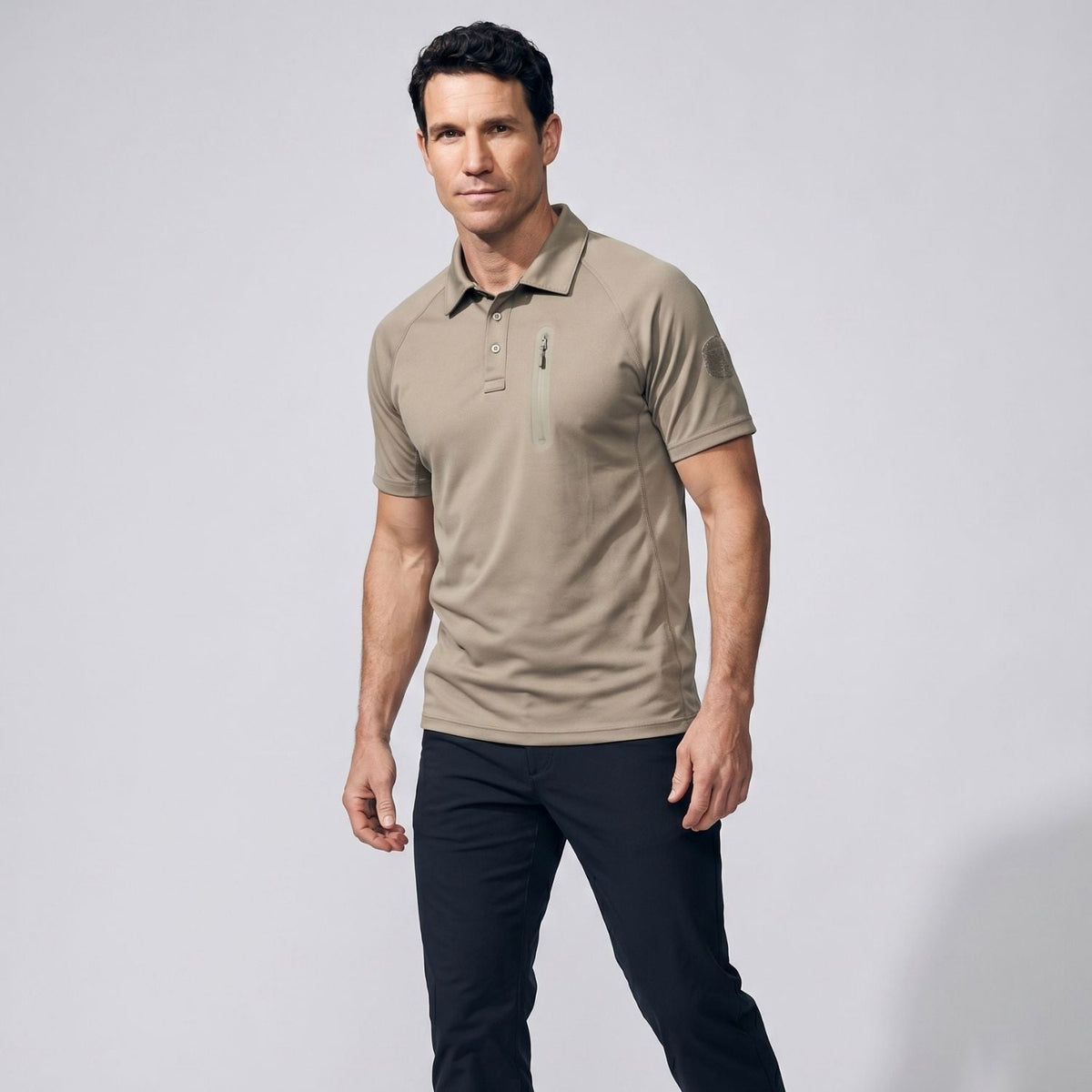 Men's Quick Dry Outdoor Polo Shirt With Zip Chest Pocket