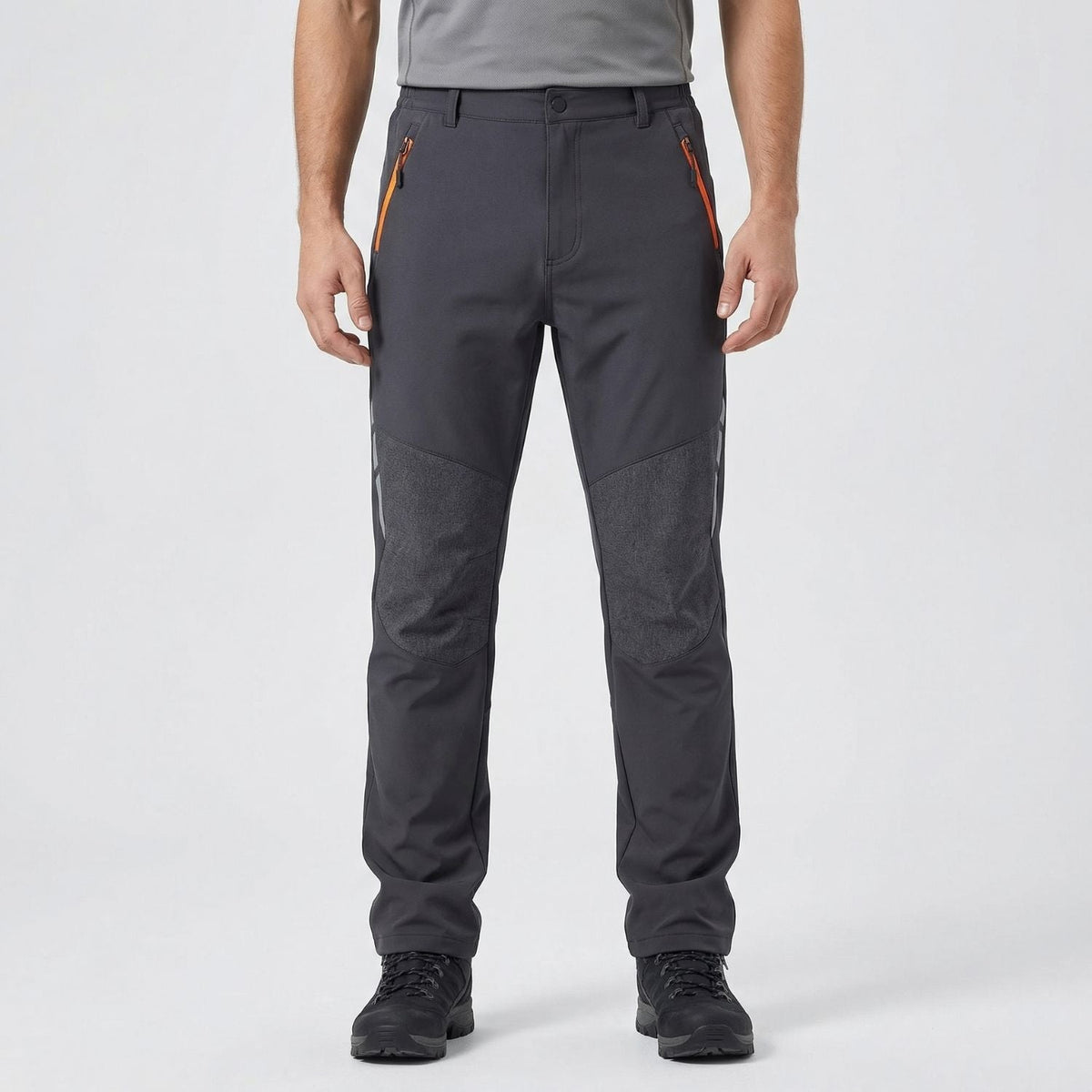 Men's Insulated Softshell Hiking Pants With Fleece Lining And Reinforced Knees