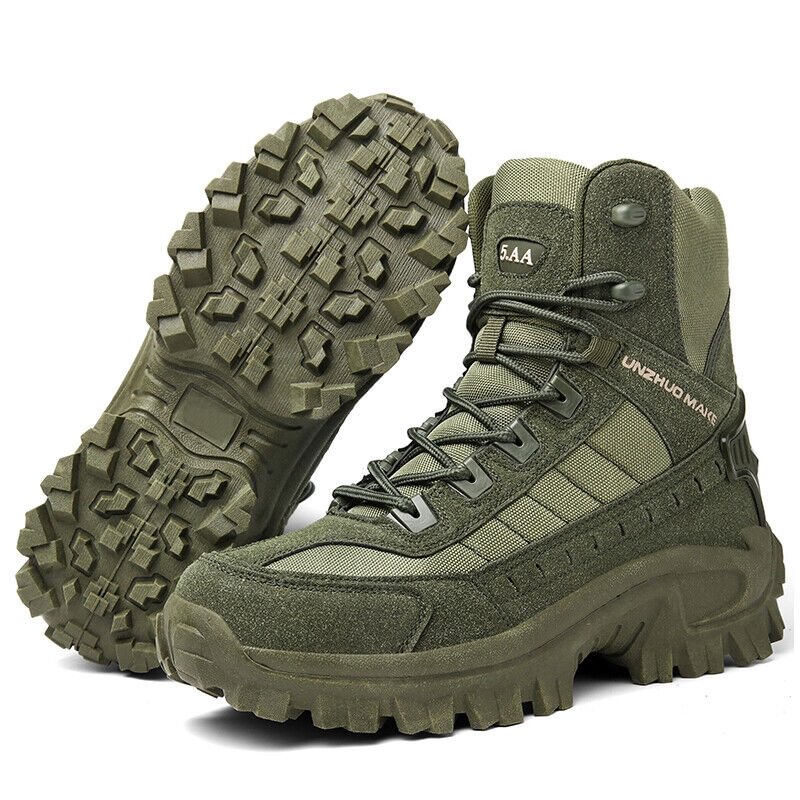 Men's High Top Tactical Boots with Non Slip Lug Sole and Lace Up