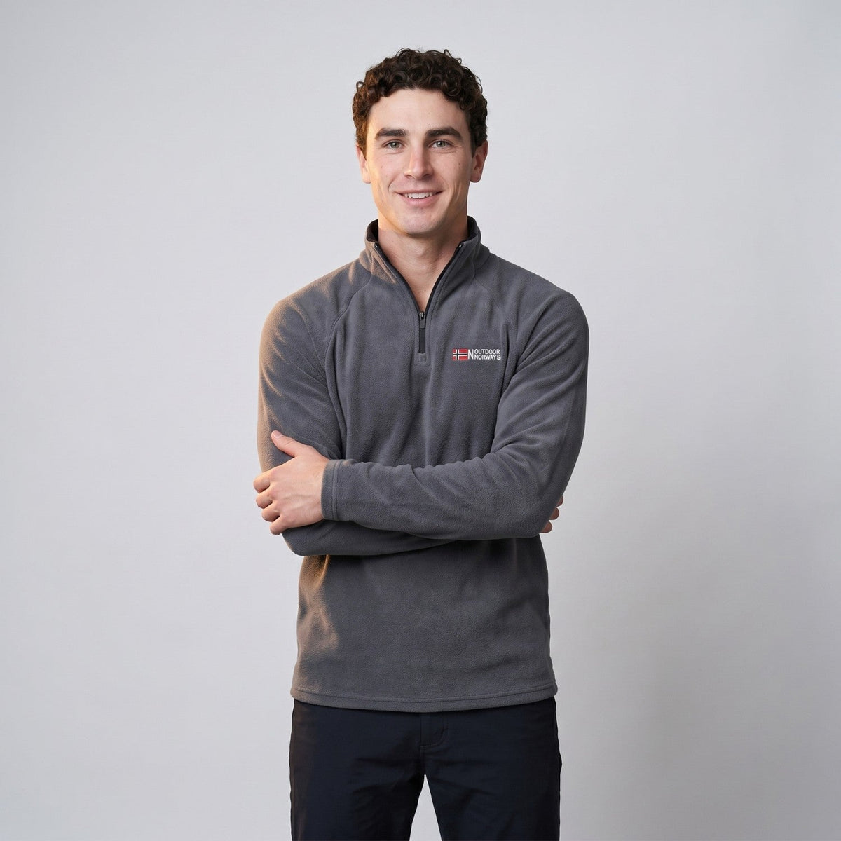 Men's Thermal Fleece Quarter Zip Pullover with Stand Collar