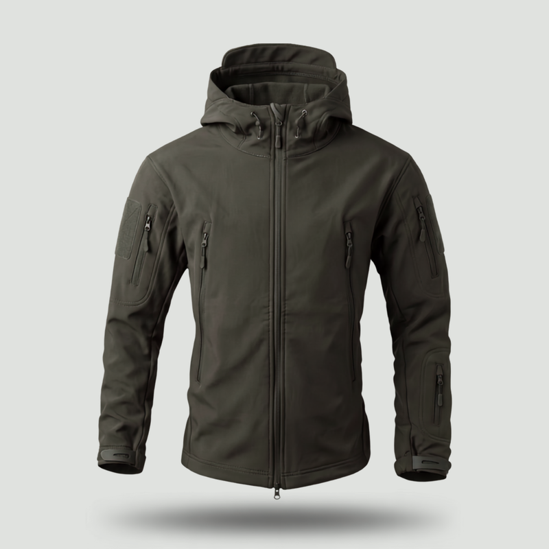 Men's Fleece Lined Hooded Softshell Jacket with Zip Pockets