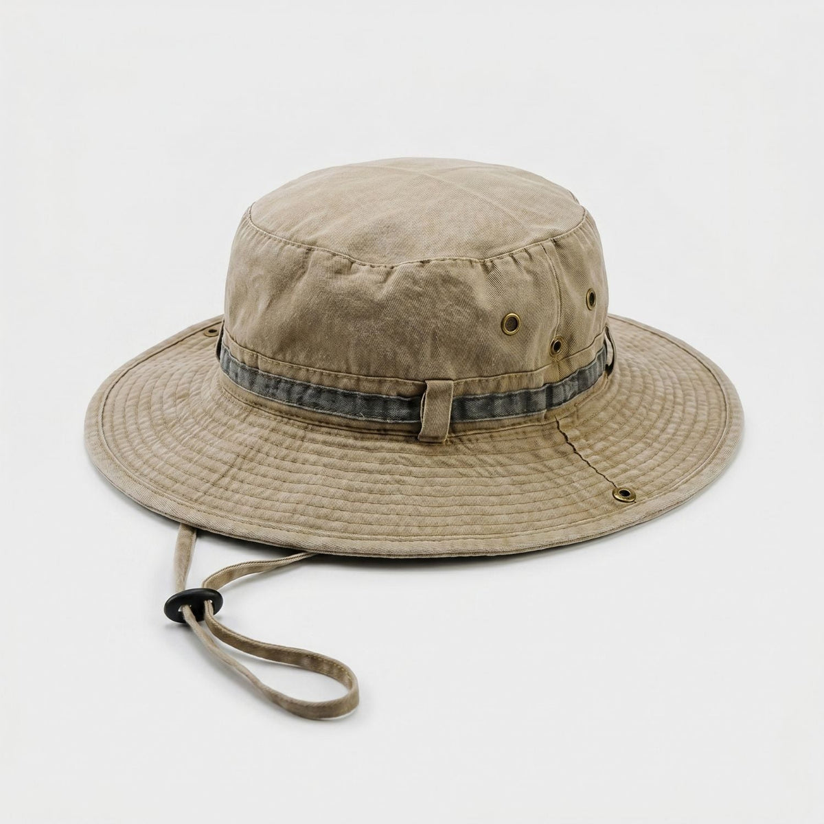 Men's Wide Brim Packable Cotton Boonie Hat with Chin Strap
