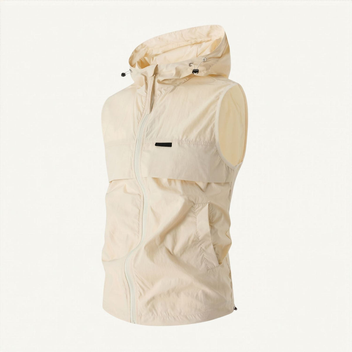 Men's Lightweight Windproof Hooded Vest With Drawstring Hem