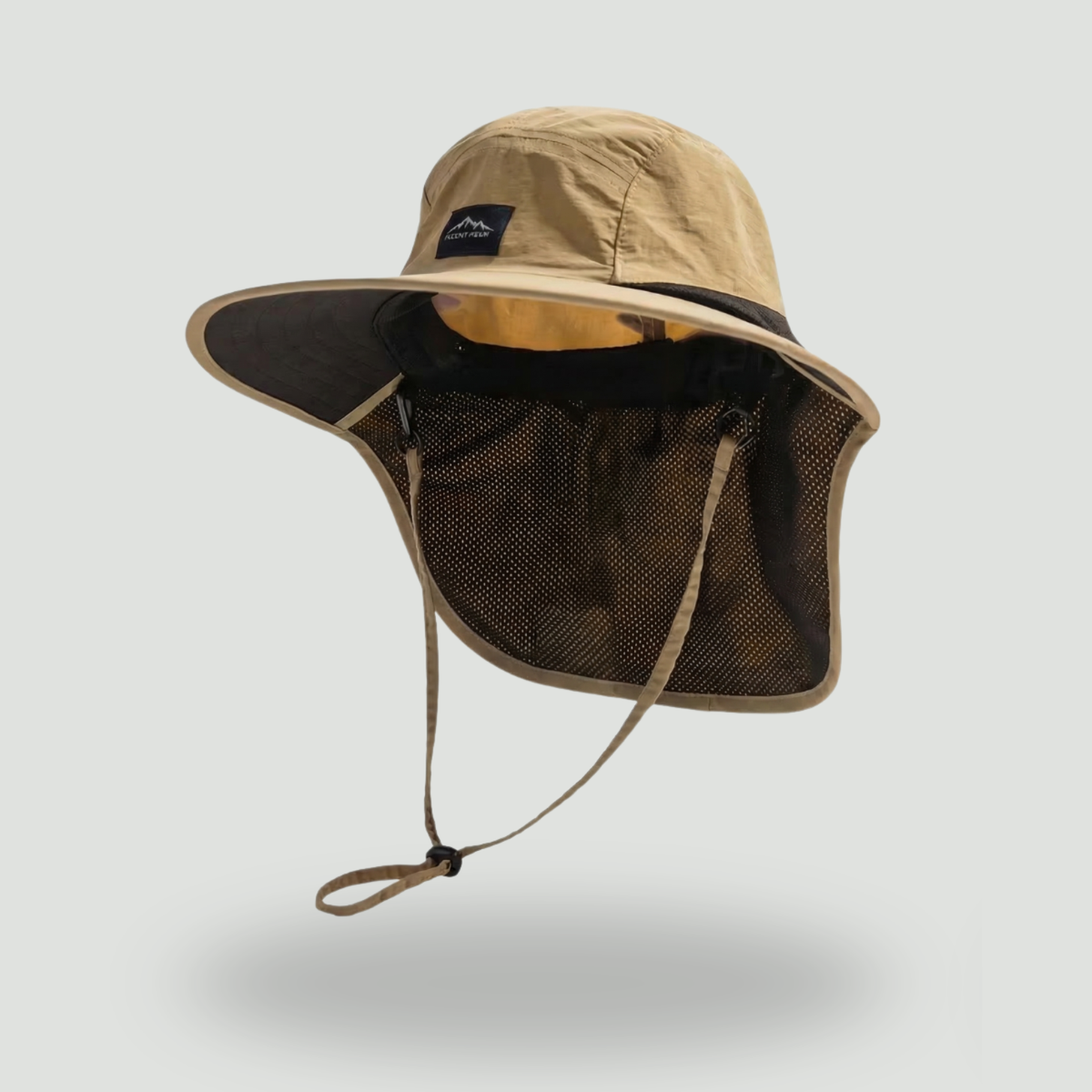 Men's Wide Brim Sun Hat with Neck Flap and Chin Strap