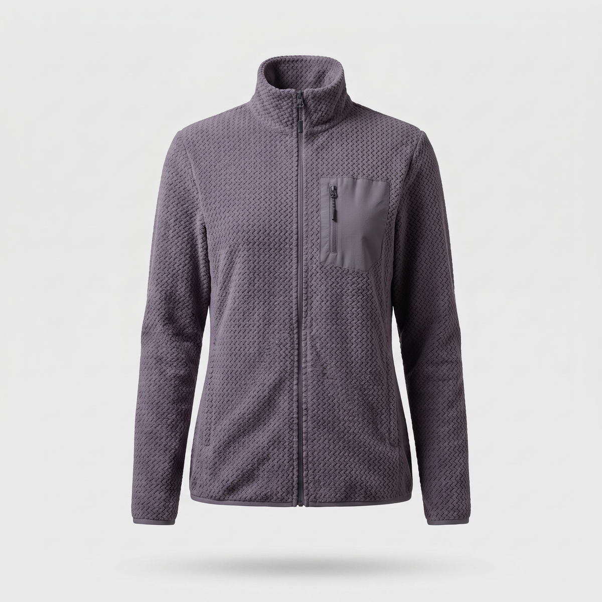 Women's Full Zip Textured Fleece Jacket with Zip Chest Pocket