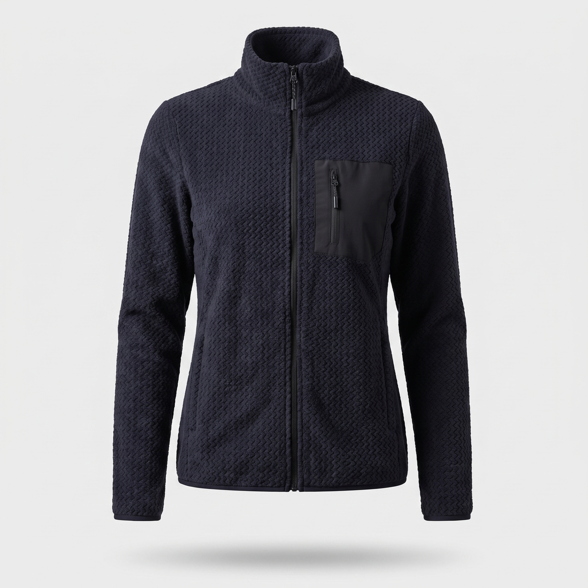Women's Full Zip Textured Fleece Jacket with Zip Chest Pocket