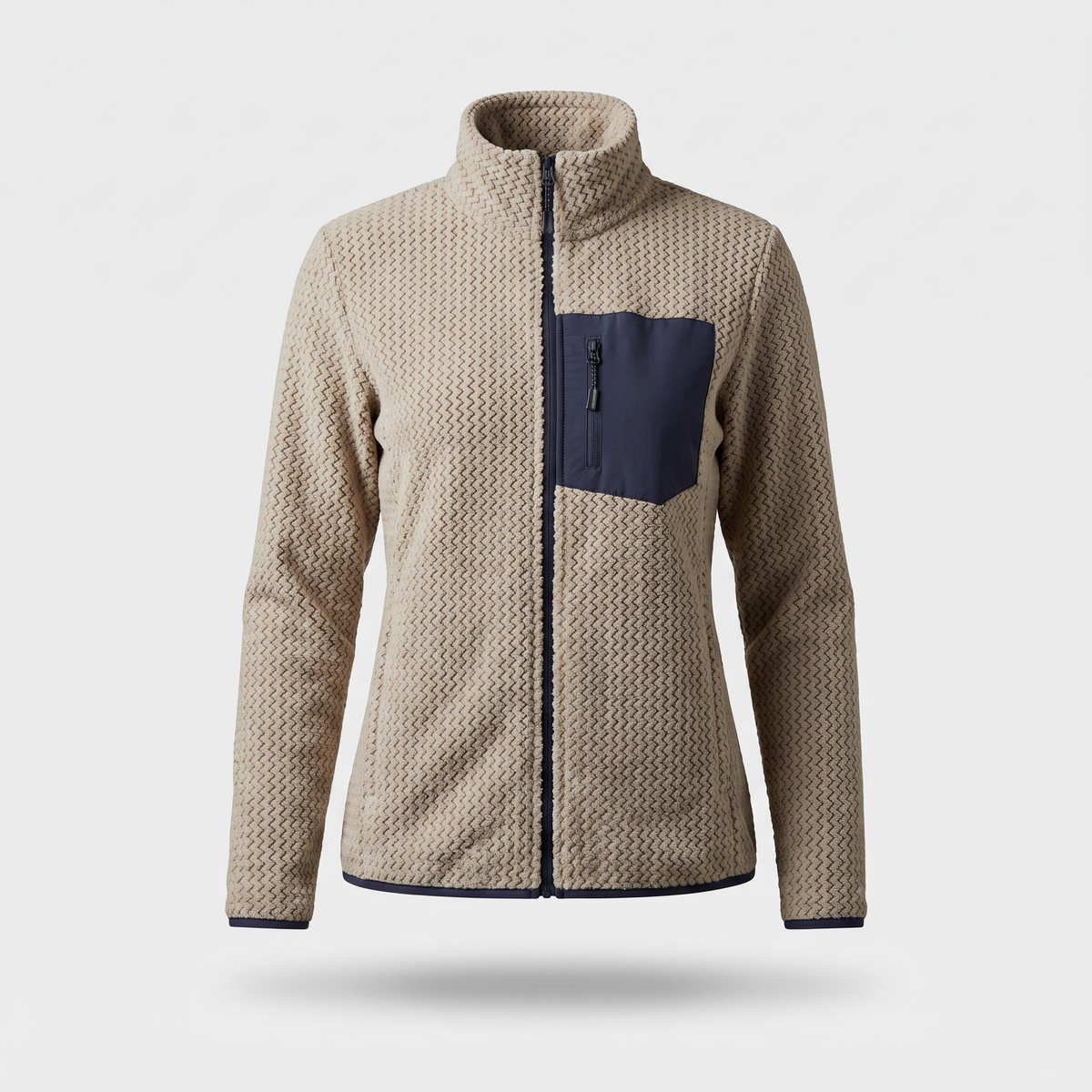 Women's Full Zip Textured Fleece Jacket with Zip Chest Pocket