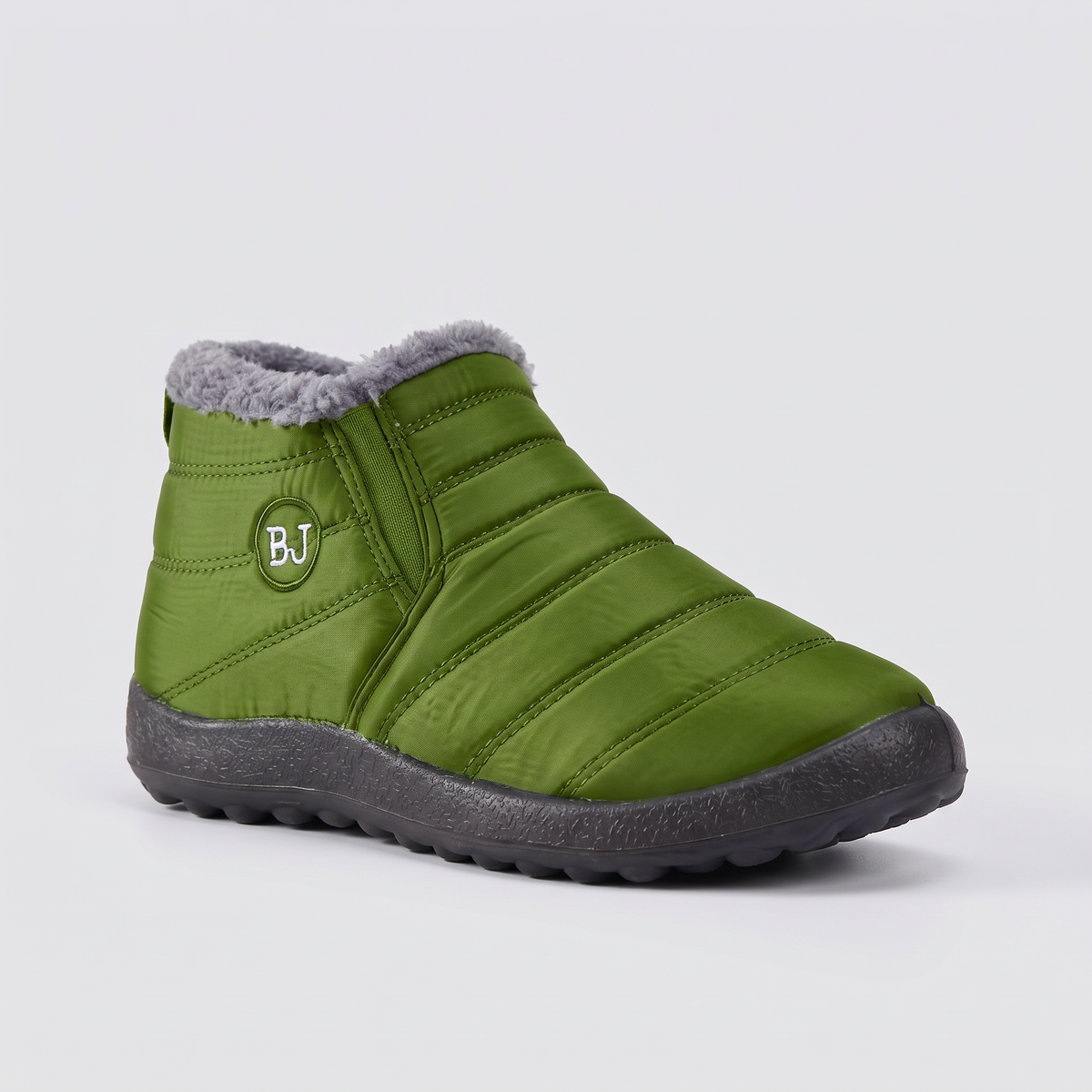 Women's Faux Fur Lined Slip On Snow Boots with Elastic Side Panels