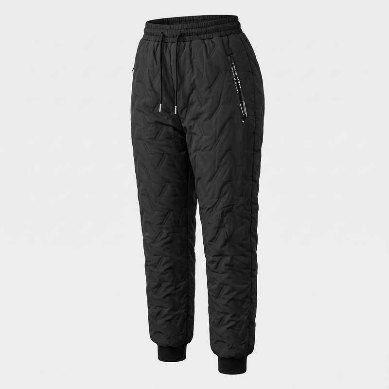 Women's Fleece Lined Quilted Winter Trousers with Zip Hip Pockets