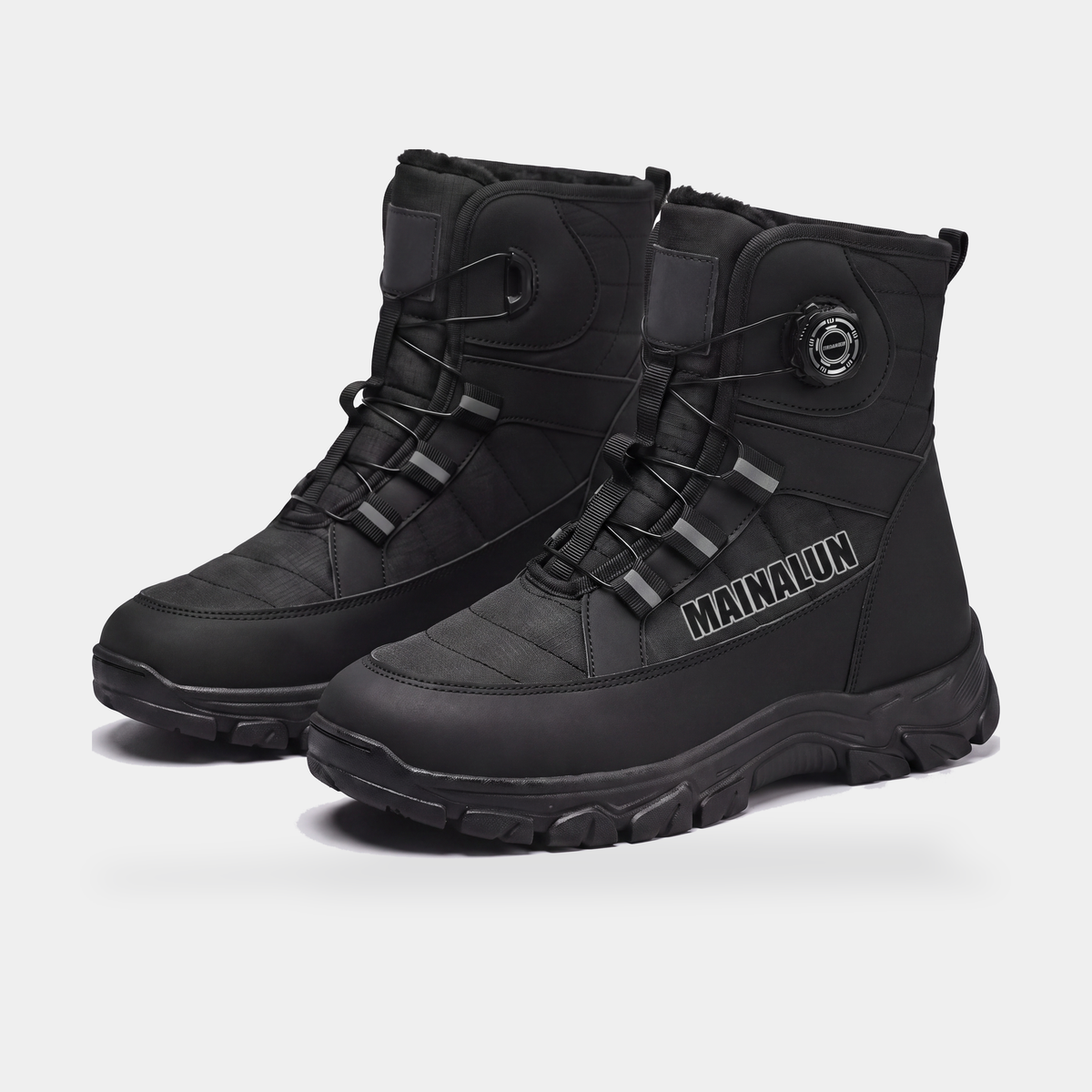 Men's High Top Winter Boots with Rotary Dial Lacing and Plush Lining