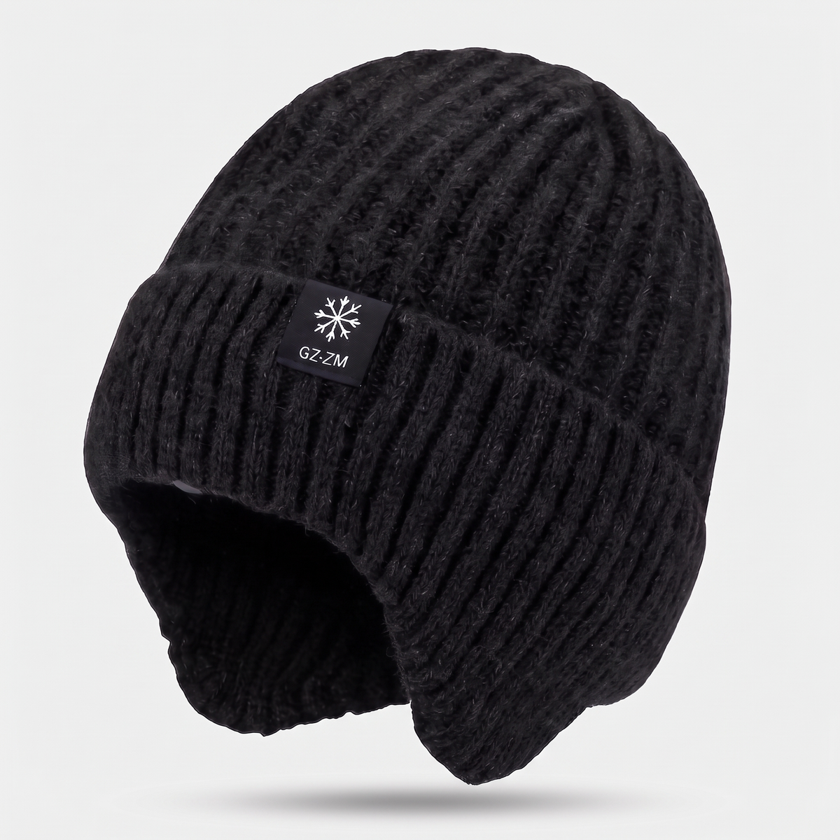 Men's Fleece Lined Beanie with Fold Down Ear Flaps
