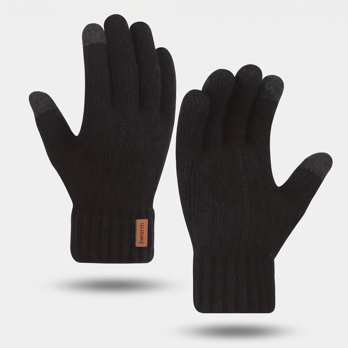 Men's Touchscreen Knitted Gloves with Deep Ribbed Cuff