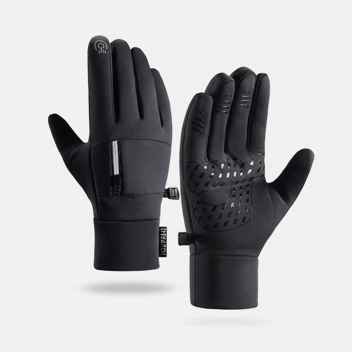 Men's Touchscreen Running Gloves with Zip Pocket and Grip Palm