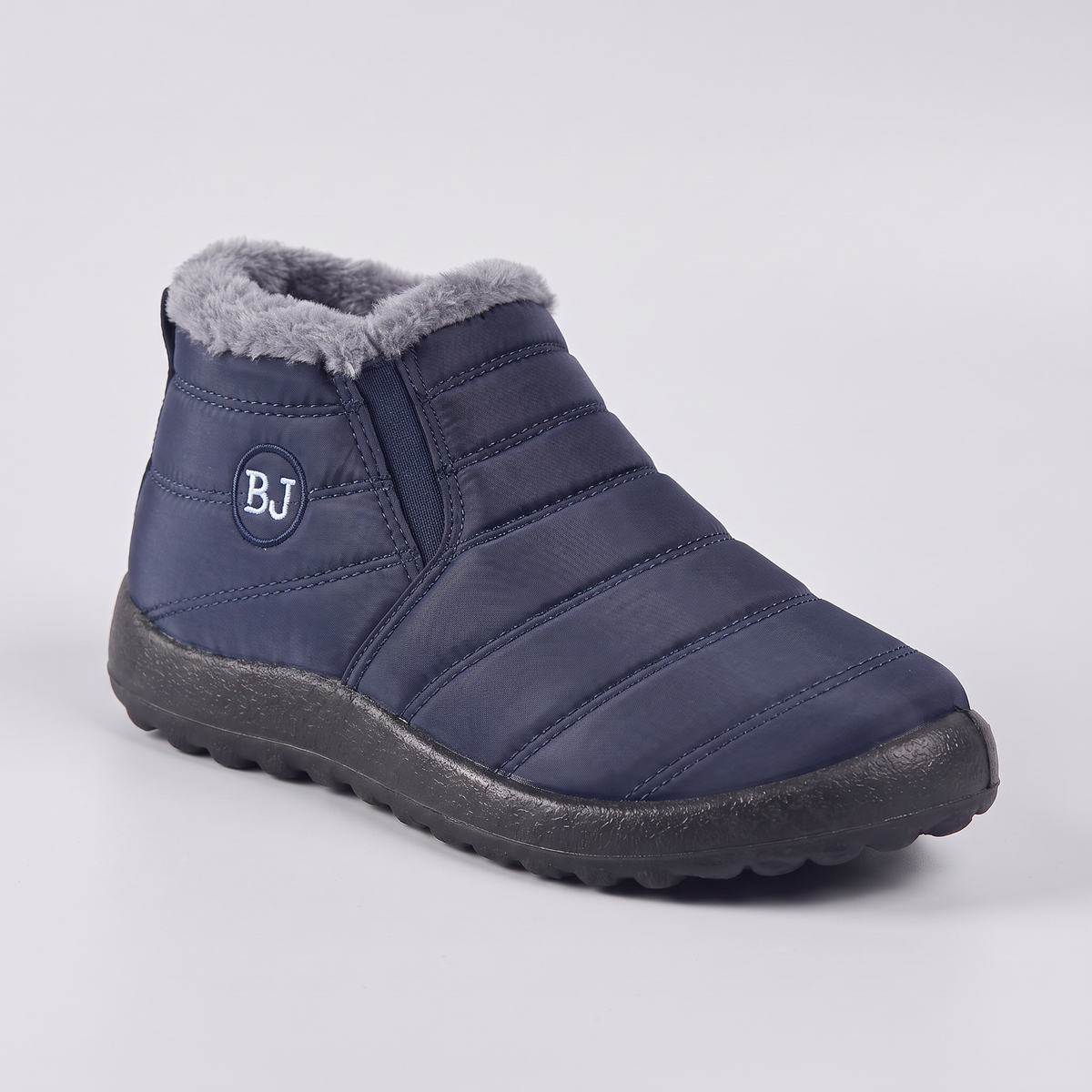 Women's Faux Fur Lined Slip On Snow Boots with Elastic Side Panels
