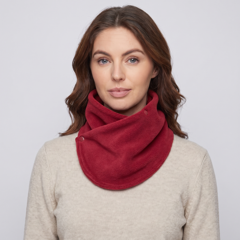 Women's Fleece Neck Warmer Snood with Popper Fastening