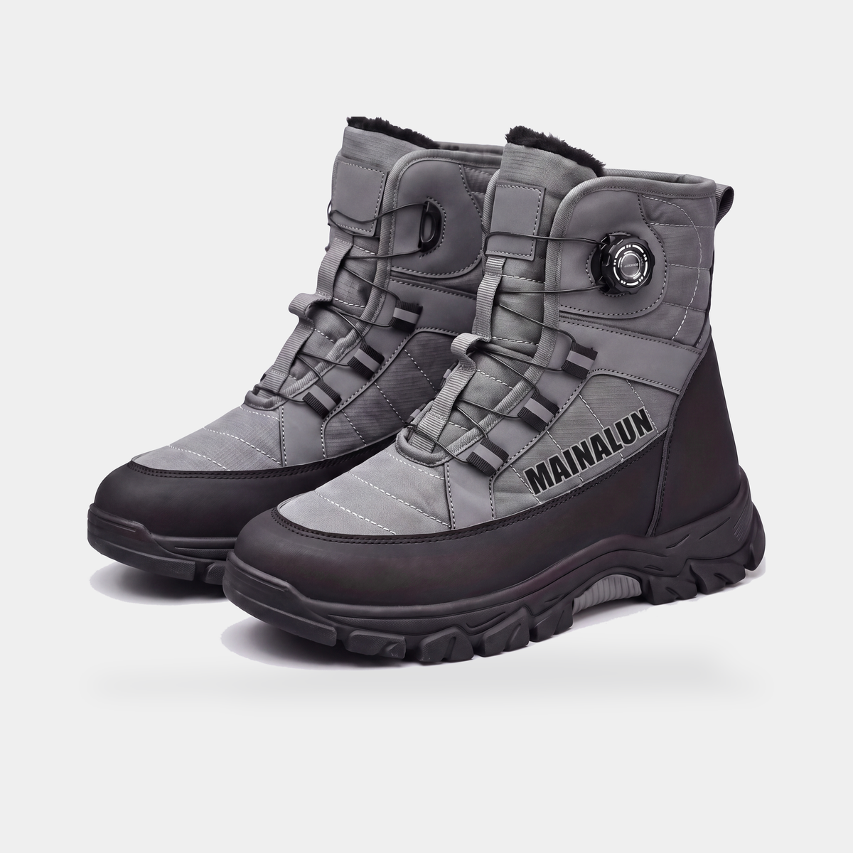Men's High Top Winter Boots with Rotary Dial Lacing and Plush Lining