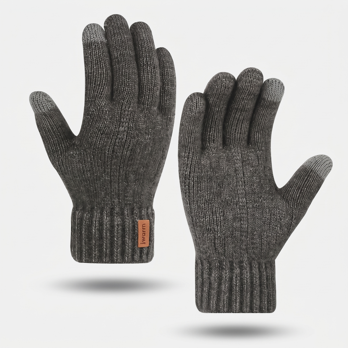 Men's Touchscreen Knitted Gloves with Deep Ribbed Cuff