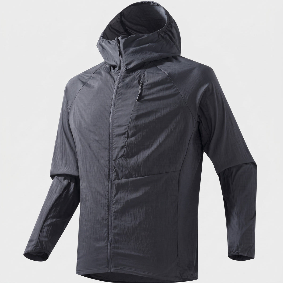 Men's Packable Hooded Windbreaker Jacket with Chest Pocket
