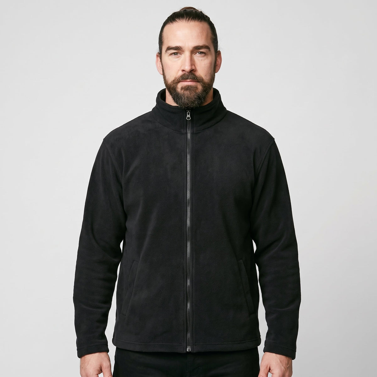 Men's Full Zip Fleece Jacket with Stand Collar