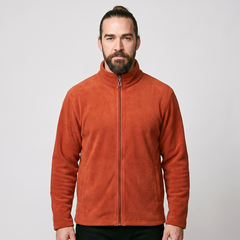 Men's Full Zip Fleece Jacket with Stand Collar