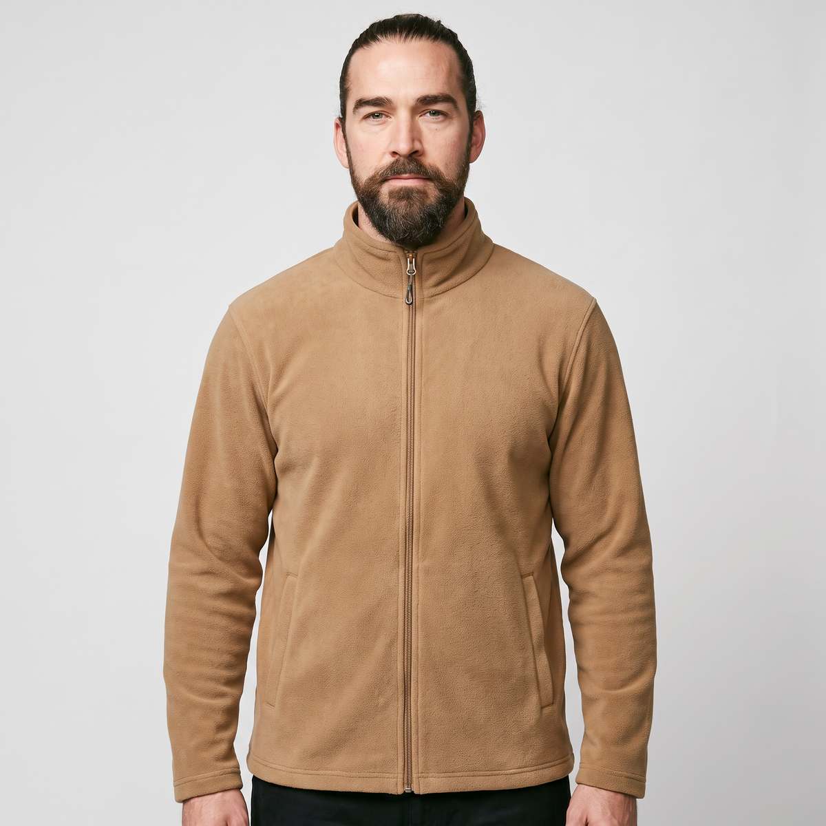 Men's Full Zip Fleece Jacket with Stand Collar