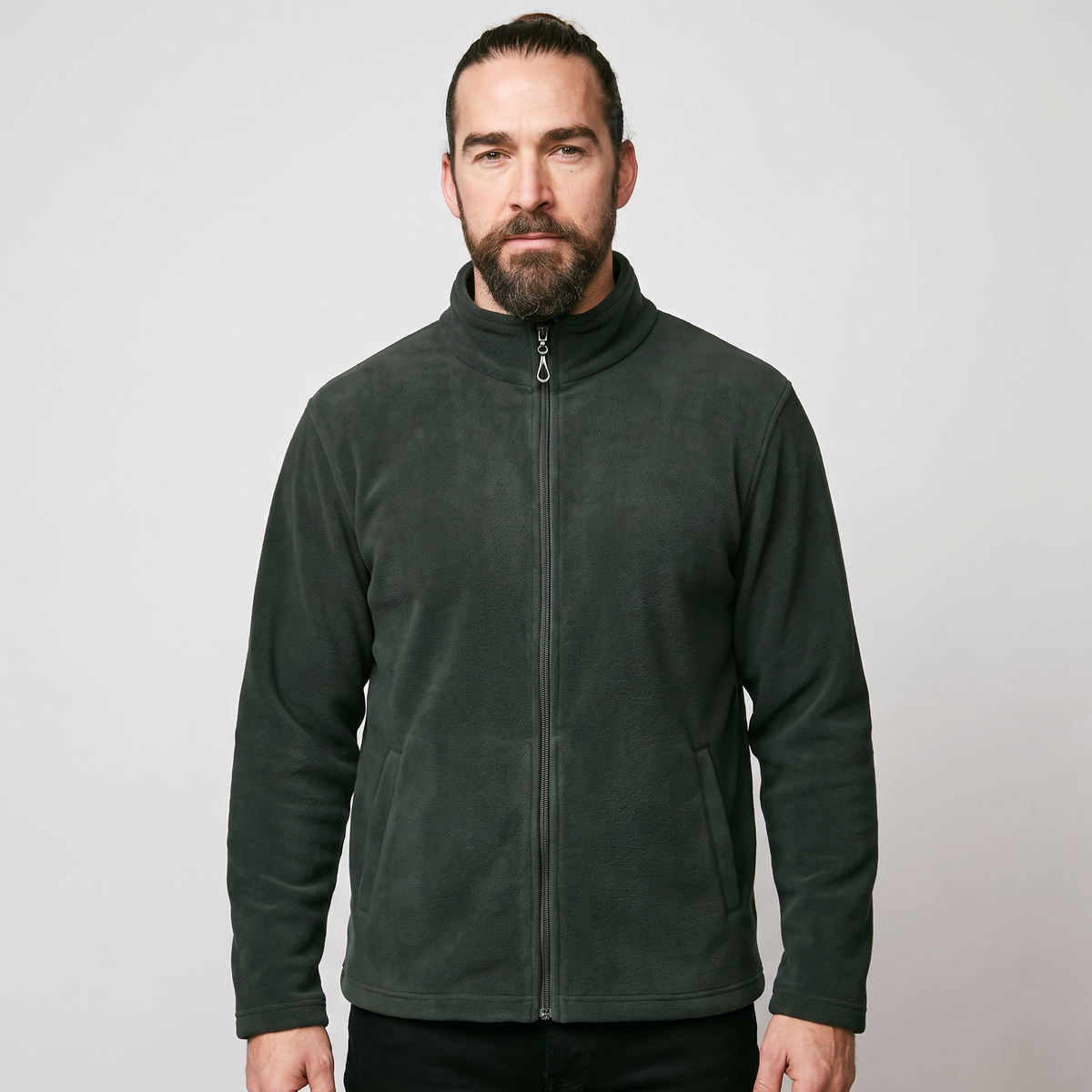 Men's Full Zip Fleece Jacket with Stand Collar